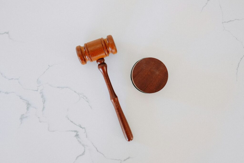 wood Gavel with white background used in court